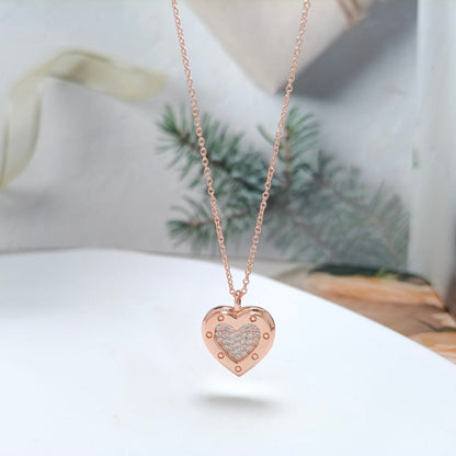 [Spark Jewels]HEART DIAMONDS PEDANT NECKLACE