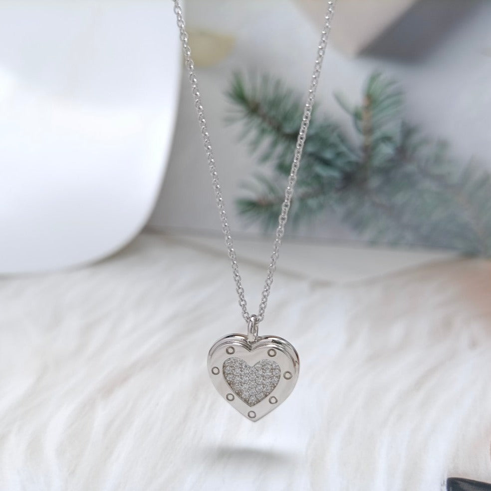 [Spark Jewels]HEART DIAMONDS PEDANT NECKLACE