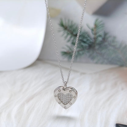 [Spark Jewels]HEART DIAMONDS PEDANT NECKLACE