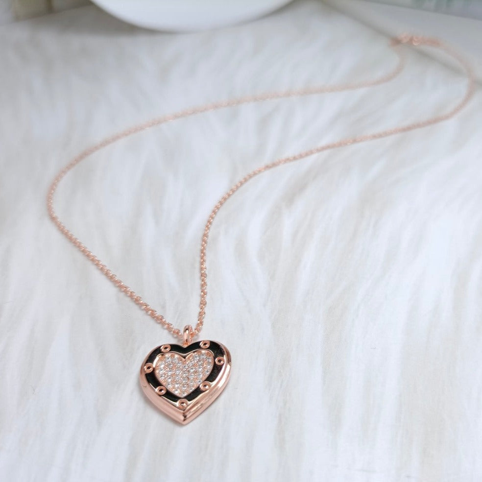 [Spark Jewels]HEART DIAMONDS PEDANT NECKLACE