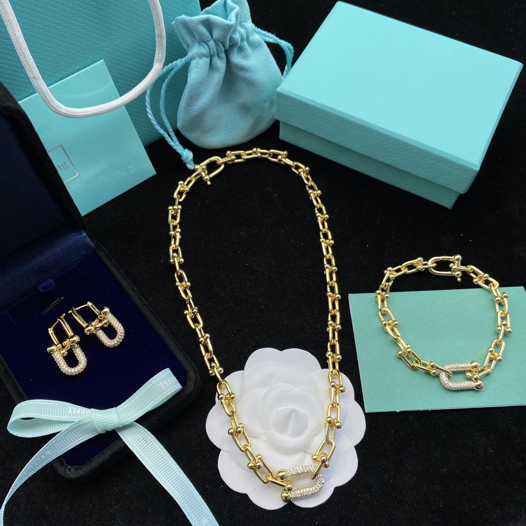 [Spark Jewels]HARDWEAR LINK DIAMOND GOLD EARRINGS