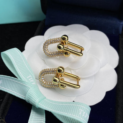 [Spark Jewels]HARDWEAR LINK DIAMOND GOLD EARRINGS