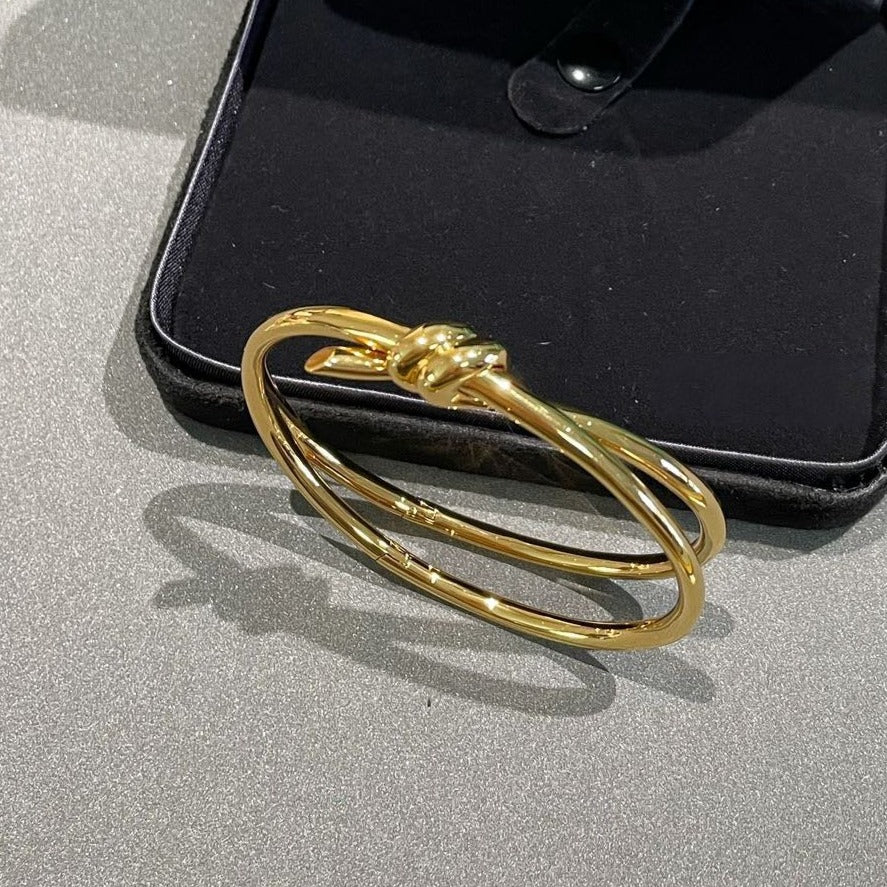 [Spark Jewels]KNOT DOUBLE ROW GOLD BRACELET