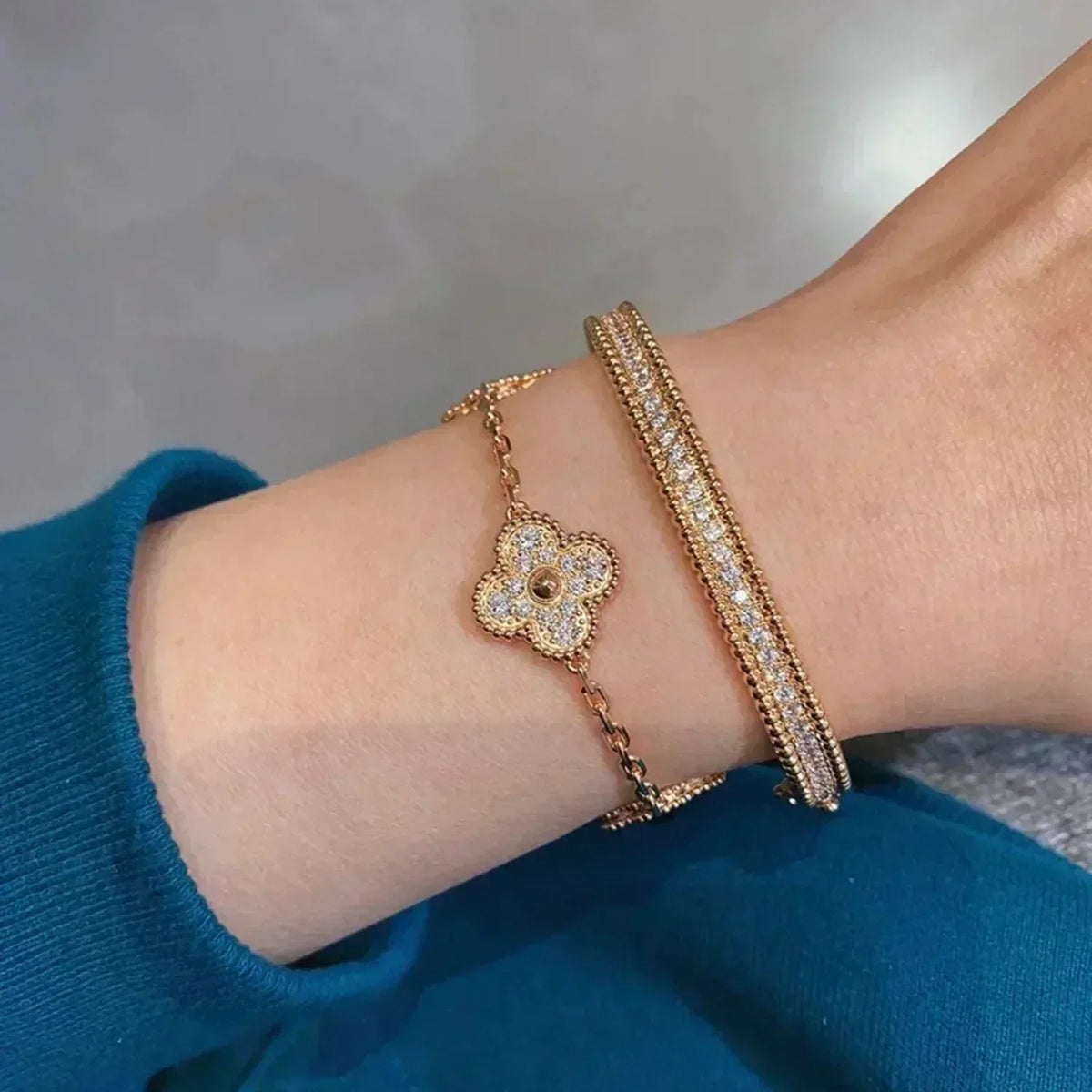 [⭐Spark] CLOVER 5 MOTIF FULL DIAMOND BRACELET COLLECTION