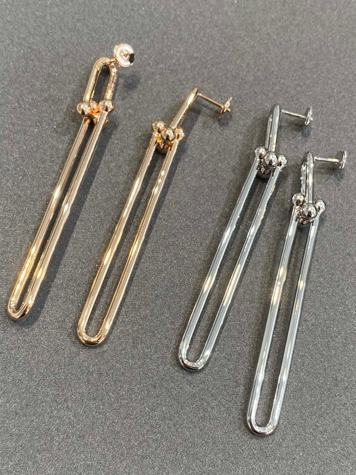 [Spark Jewels]HARDWEAR DOUBLE LONG LINK EARRINGS