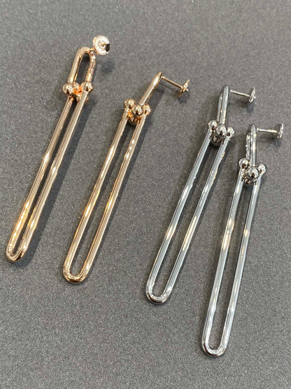 [Spark Jewels]HARDWEAR DOUBLE LONG LINK EARRINGS