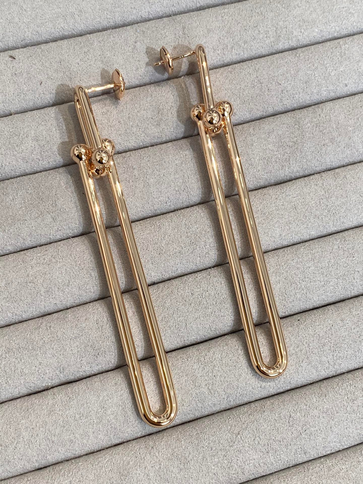 [Spark Jewels]HARDWEAR DOUBLE LONG LINK EARRINGS