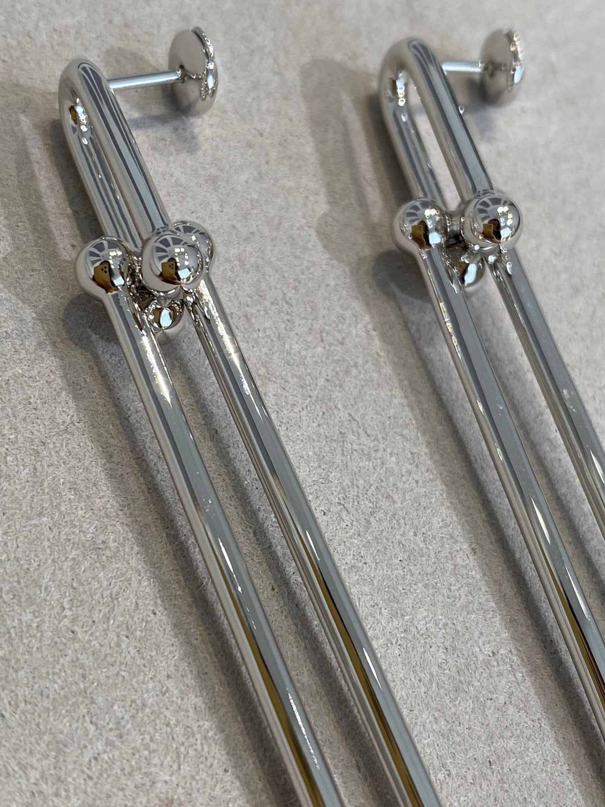[Spark Jewels]HARDWEAR DOUBLE LONG LINK EARRINGS