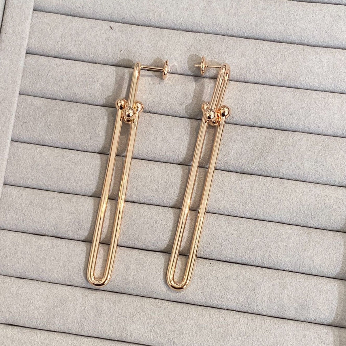 [Spark Jewels]HARDWEAR DOUBLE LONG LINK EARRINGS