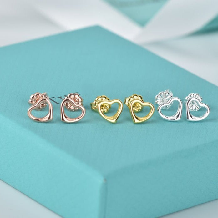 [Spark Jewels]OPEN HEART STUD EARRINGS