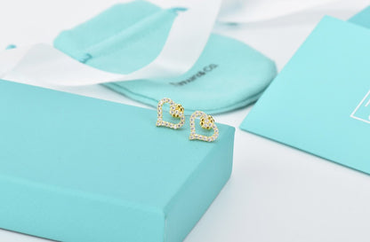 [Spark Jewels]OPEN HEART STUD DIAMOND EARRINGS