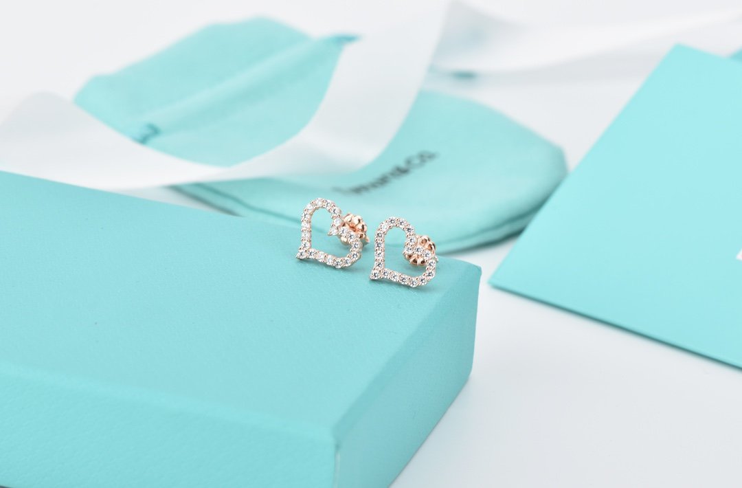 [Spark Jewels]OPEN HEART STUD DIAMOND EARRINGS