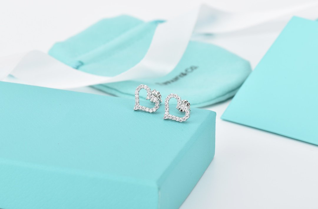 [Spark Jewels]OPEN HEART STUD DIAMOND EARRINGS