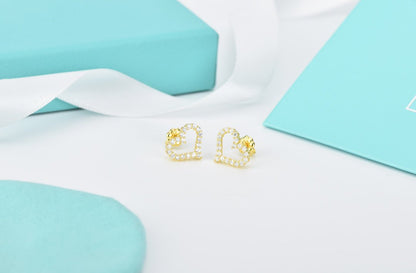 [Spark Jewels]OPEN HEART STUD DIAMOND EARRINGS