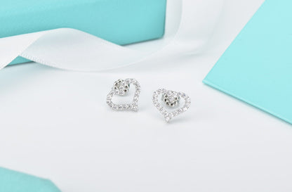 [Spark Jewels]OPEN HEART STUD DIAMOND EARRINGS