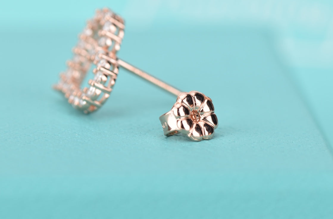 [Spark Jewels]OPEN HEART STUD DIAMOND EARRINGS