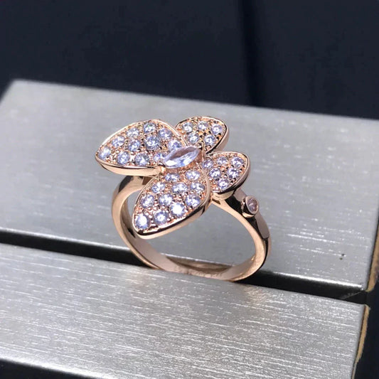 [⭐Aura]BUTTERFLY PINK GOLD DIAMOND RING