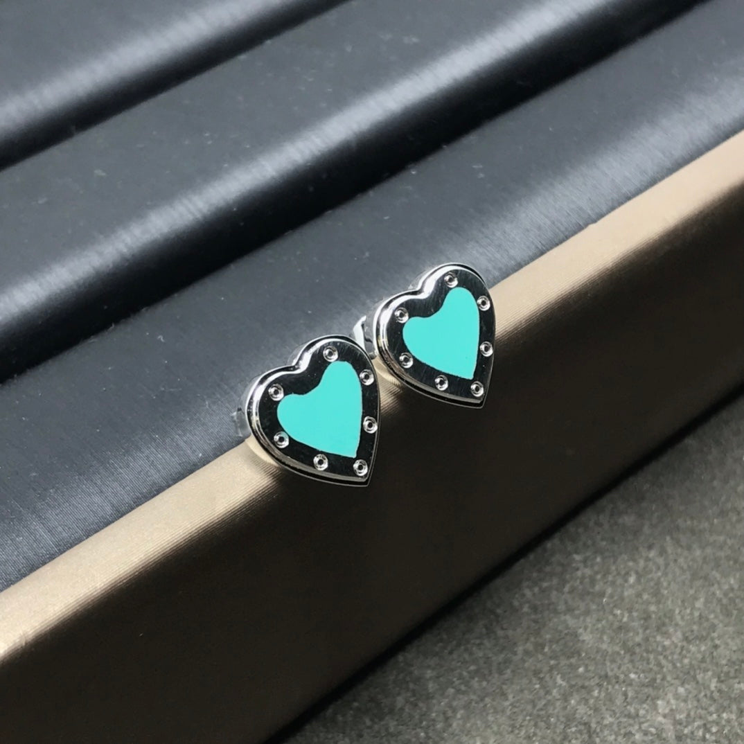 [Spark Jewels]HEART STUD SILVER EARRINGS