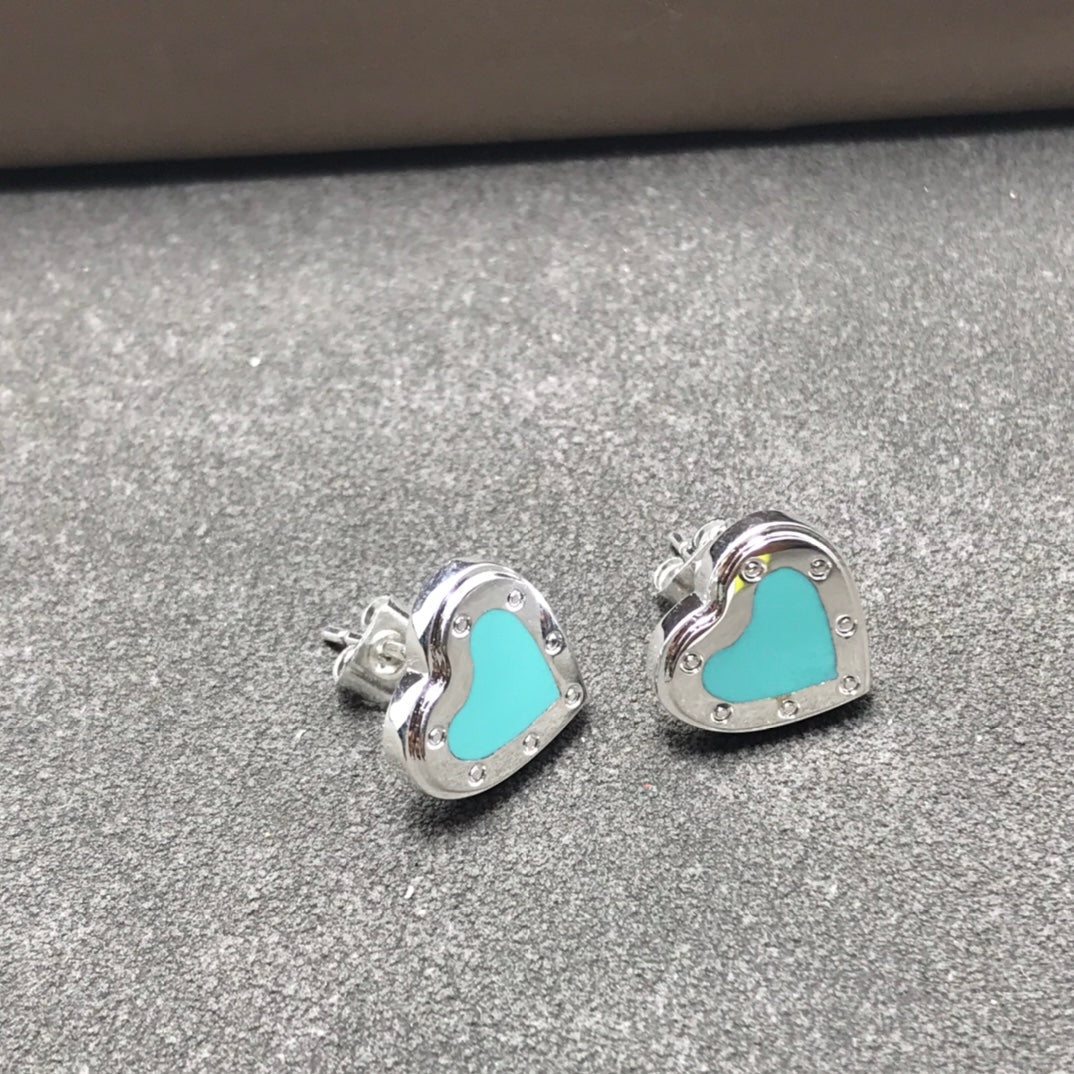 [Spark Jewels]HEART STUD SILVER EARRINGS