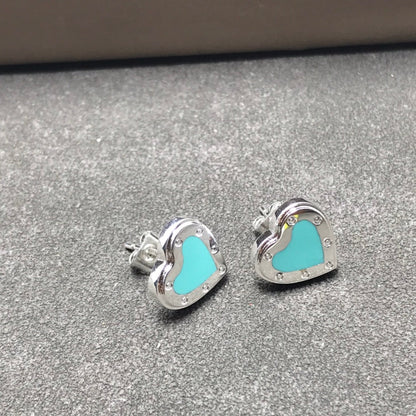 [Spark Jewels]HEART STUD SILVER EARRINGS