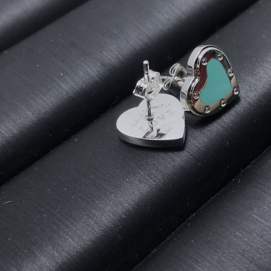 [Spark Jewels]HEART STUD SILVER EARRINGS