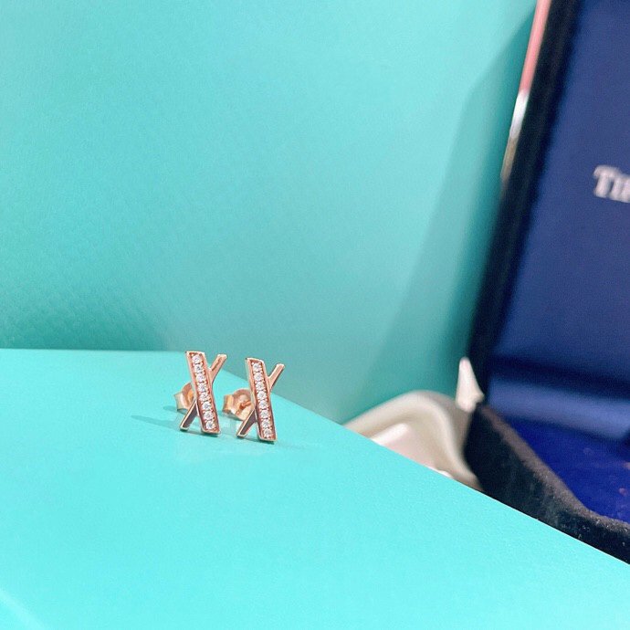 [Spark Jewels]X EARRINGS ROSE GOLD DIAMONDS