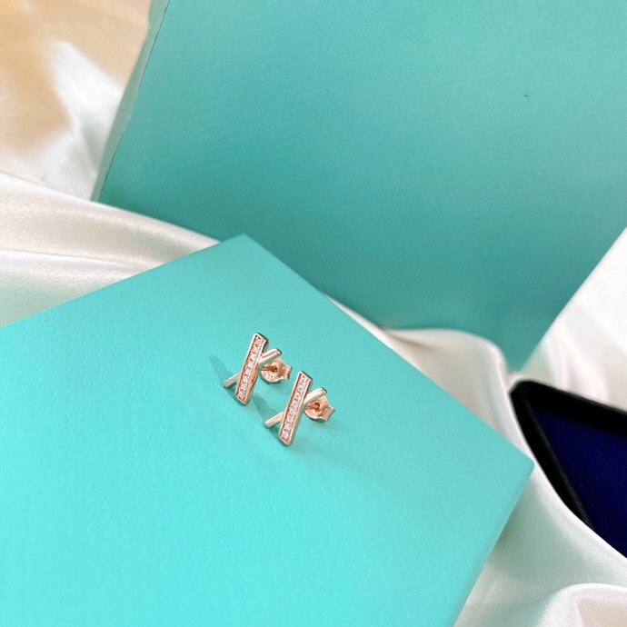 [Spark Jewels]X EARRINGS ROSE GOLD DIAMONDS