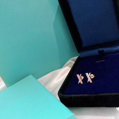 [Spark Jewels]X EARRINGS ROSE GOLD DIAMONDS