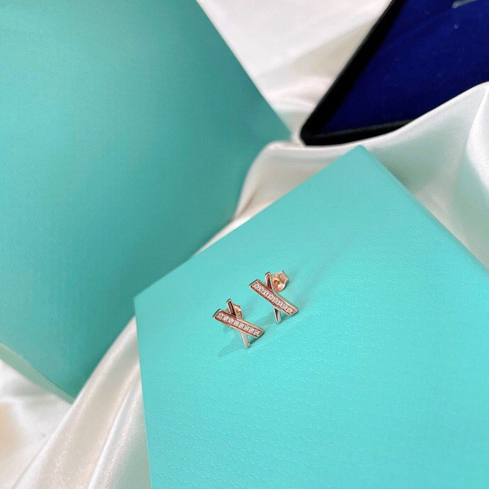 [Spark Jewels]X EARRINGS ROSE GOLD DIAMONDS