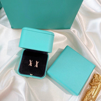 [Spark Jewels]X EARRINGS ROSE GOLD DIAMONDS