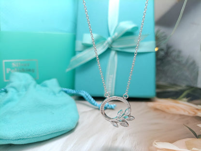 [Spark Jewels]DIAMOND VINE CIRCLE PENDANT PLATINUM NECKLACE