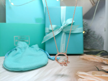 [Spark Jewels]DIAMOND VINE CIRCLE PENDANT PLATINUM NECKLACE