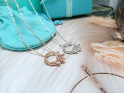 [Spark Jewels]DIAMOND VINE CIRCLE PENDANT PLATINUM NECKLACE