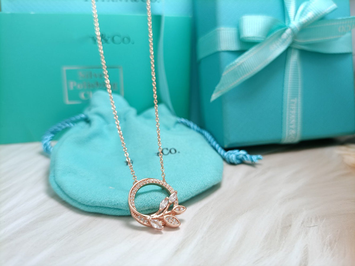 [Spark Jewels]DIAMOND VINE CIRCLE PENDANT PLATINUM NECKLACE