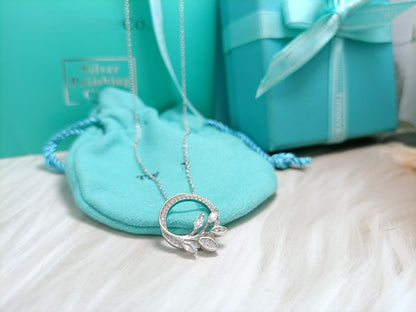 [Spark Jewels]DIAMOND VINE CIRCLE PENDANT PLATINUM NECKLACE