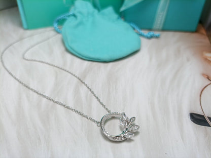 [Spark Jewels]DIAMOND VINE CIRCLE PENDANT PLATINUM NECKLACE