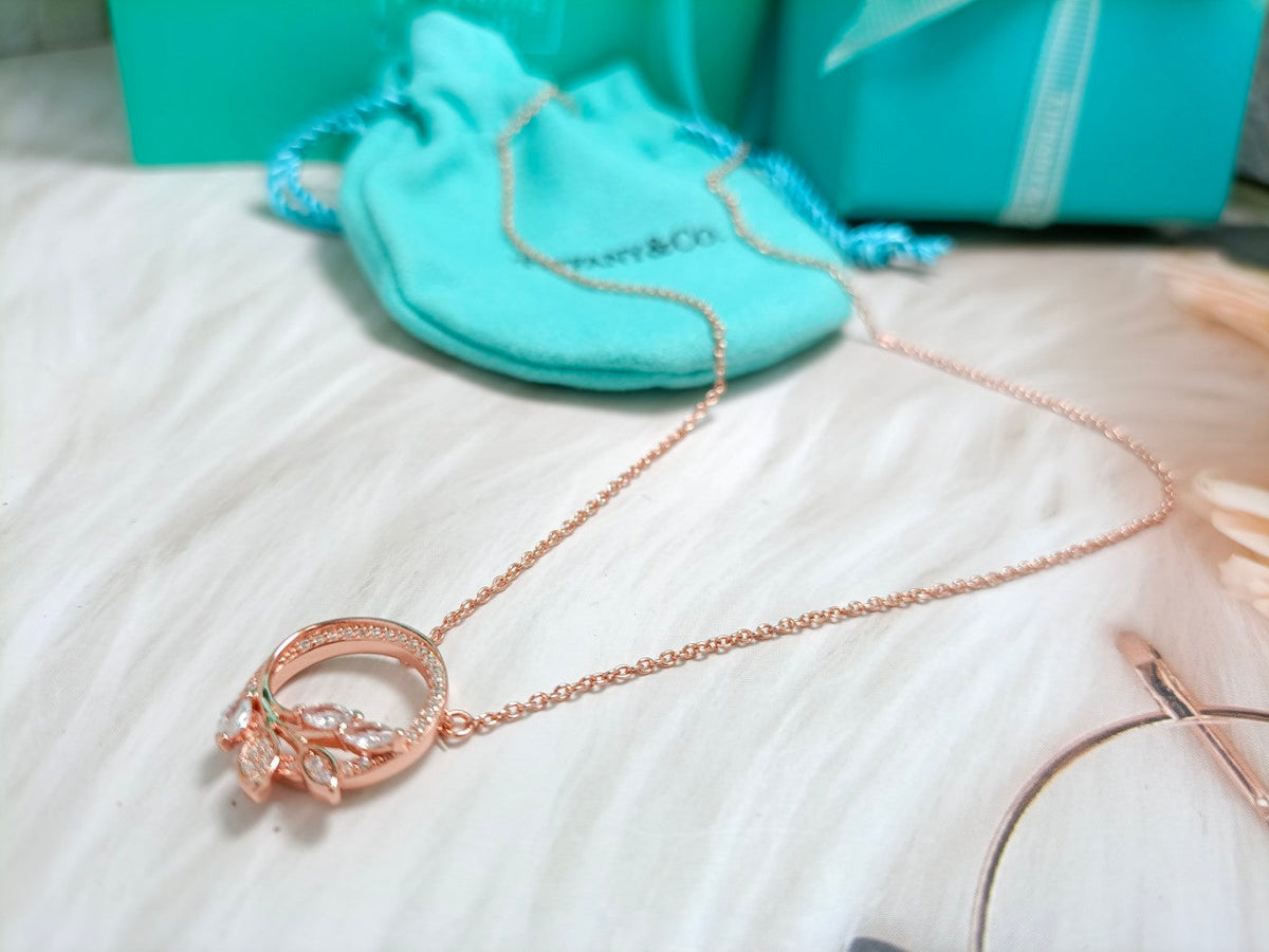[Spark Jewels]DIAMOND VINE CIRCLE PENDANT PLATINUM NECKLACE