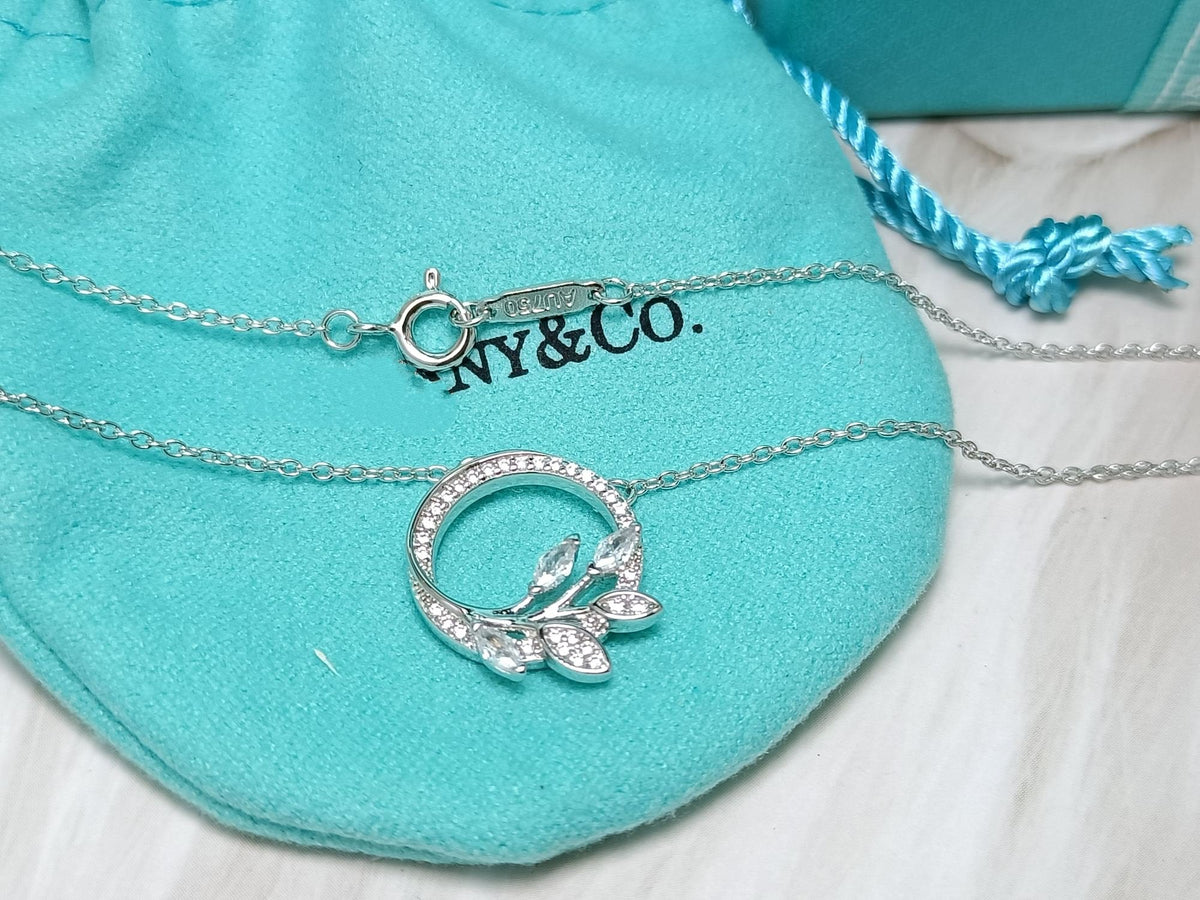 [Spark Jewels]DIAMOND VINE CIRCLE PENDANT PLATINUM NECKLACE