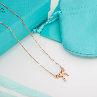 [Spark Jewels]RIBBON NECKLACE BOW PENDANT DIAMOND CHARM CHAIN