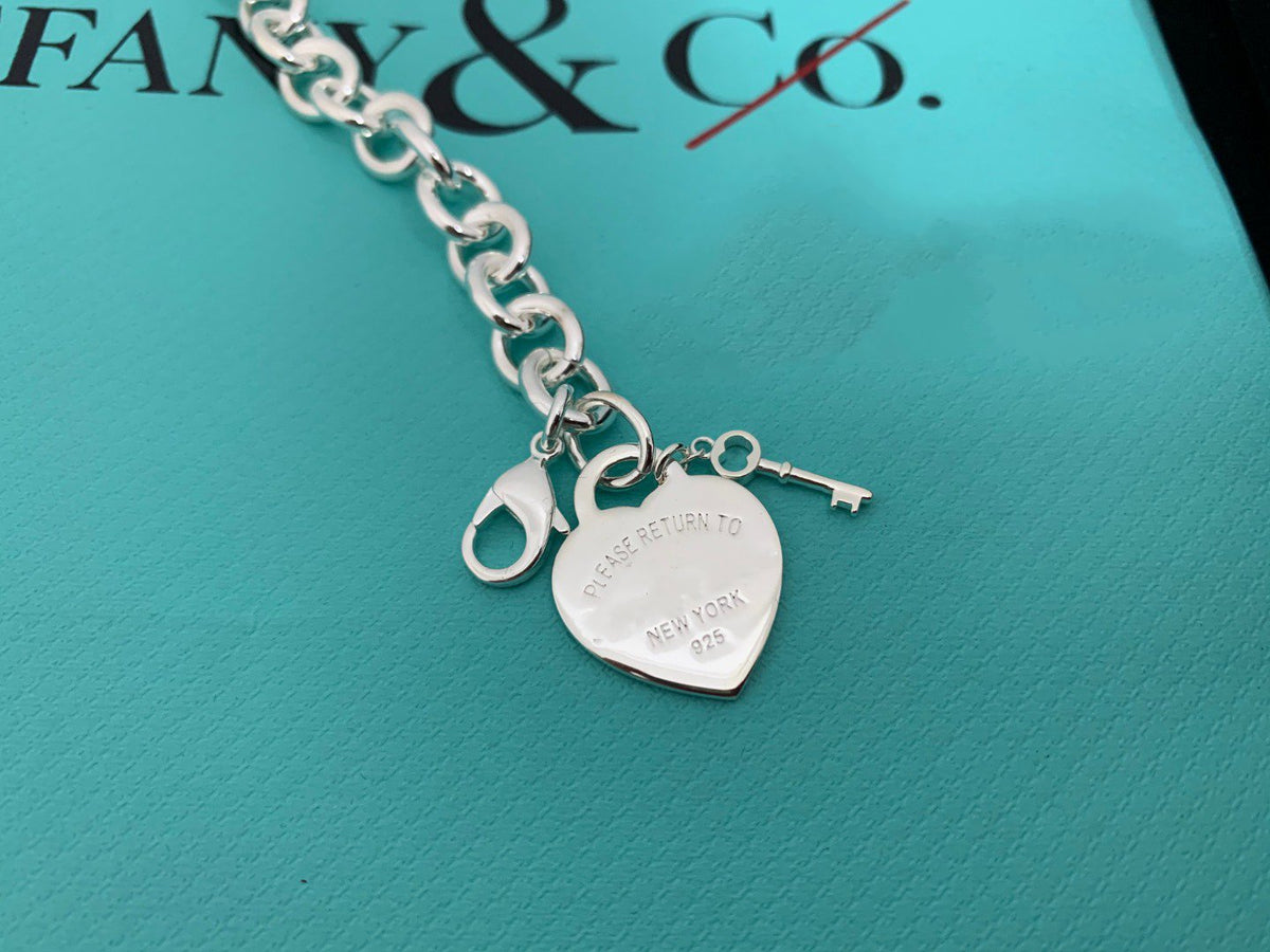 [Spark Jewels]KEY HEART CARD CHUNKY INTERLOCKING BRACELET LENGTH