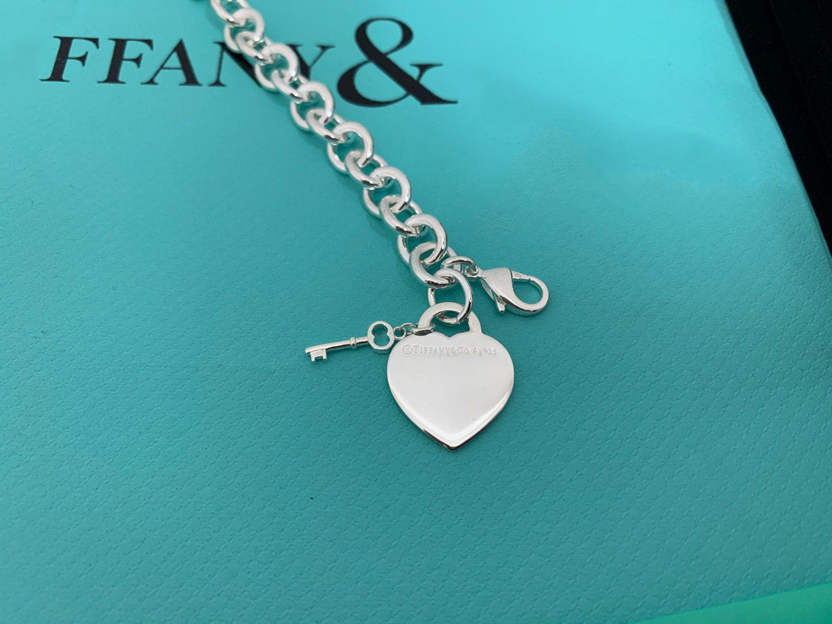 [Spark Jewels]KEY HEART CARD CHUNKY INTERLOCKING BRACELET LENGTH