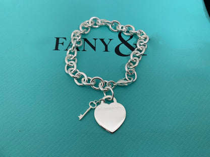[Spark Jewels]KEY HEART CARD CHUNKY INTERLOCKING BRACELET LENGTH