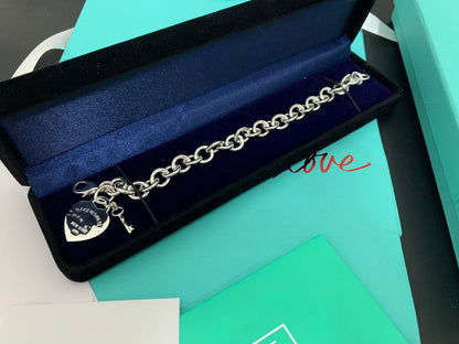 [Spark Jewels]KEY HEART CARD CHUNKY INTERLOCKING BRACELET LENGTH