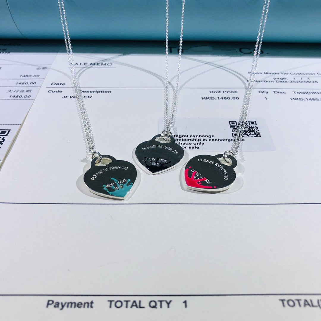 [Spark Jewels]COLOUR HEART SPLASH TAG NECKLACE