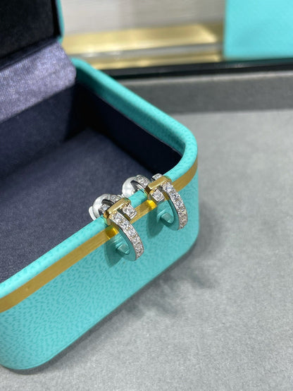 [Spark Jewels]EDGE DIAMOND PINK GOLD EARRINGS
