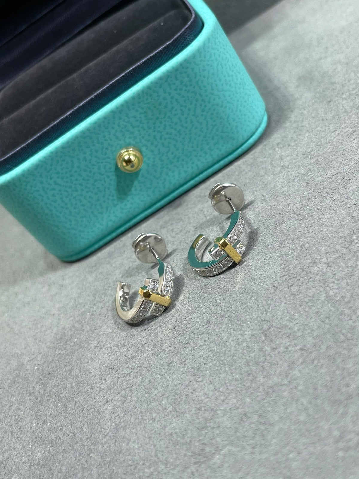 [Spark Jewels]EDGE DIAMOND PINK GOLD EARRINGS