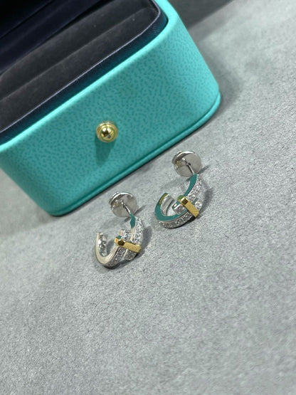 [Spark Jewels]EDGE DIAMOND PINK GOLD EARRINGS