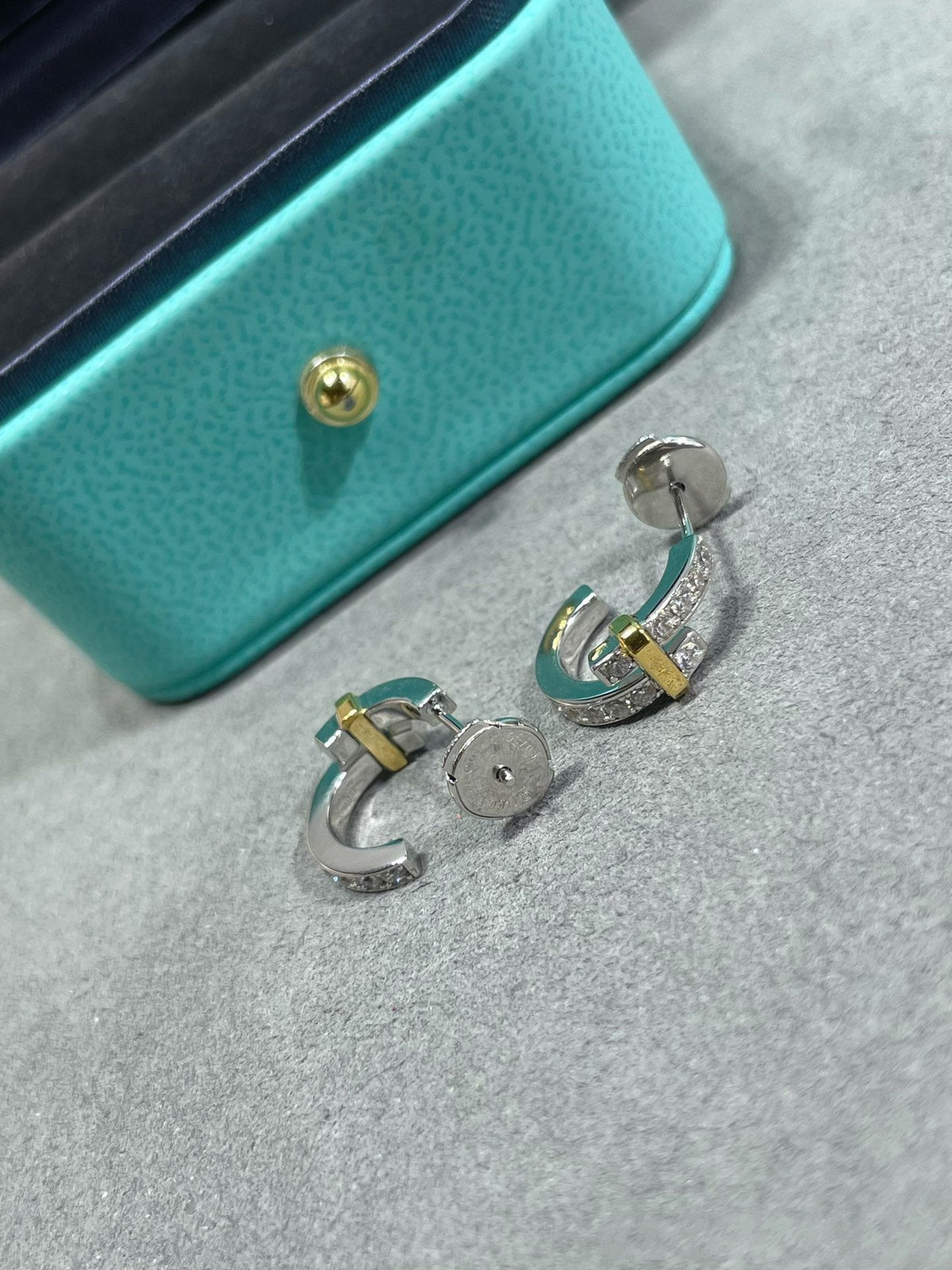 [Spark Jewels]EDGE DIAMOND PINK GOLD EARRINGS