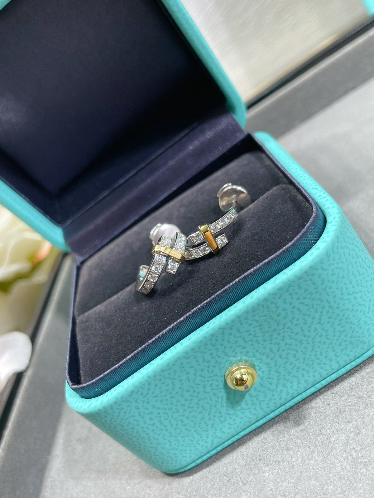 [Spark Jewels]EDGE DIAMOND PINK GOLD EARRINGS
