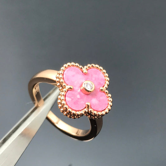 [⭐Aura]CLOVER RHODONITE ROSE GOLD RING